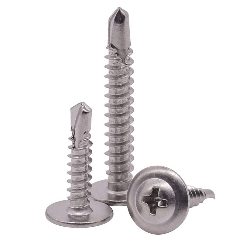 EASTLO (100 pcs) #8 x 1-1/2" Stainless Wafer Head Self Drilling Screw, Modified Truss Head Self Driller, Phillips Drive Sheet Metal Tek Screws, 410 Stainless Steel, #2 Drilling Point, Dovetail - Image 1